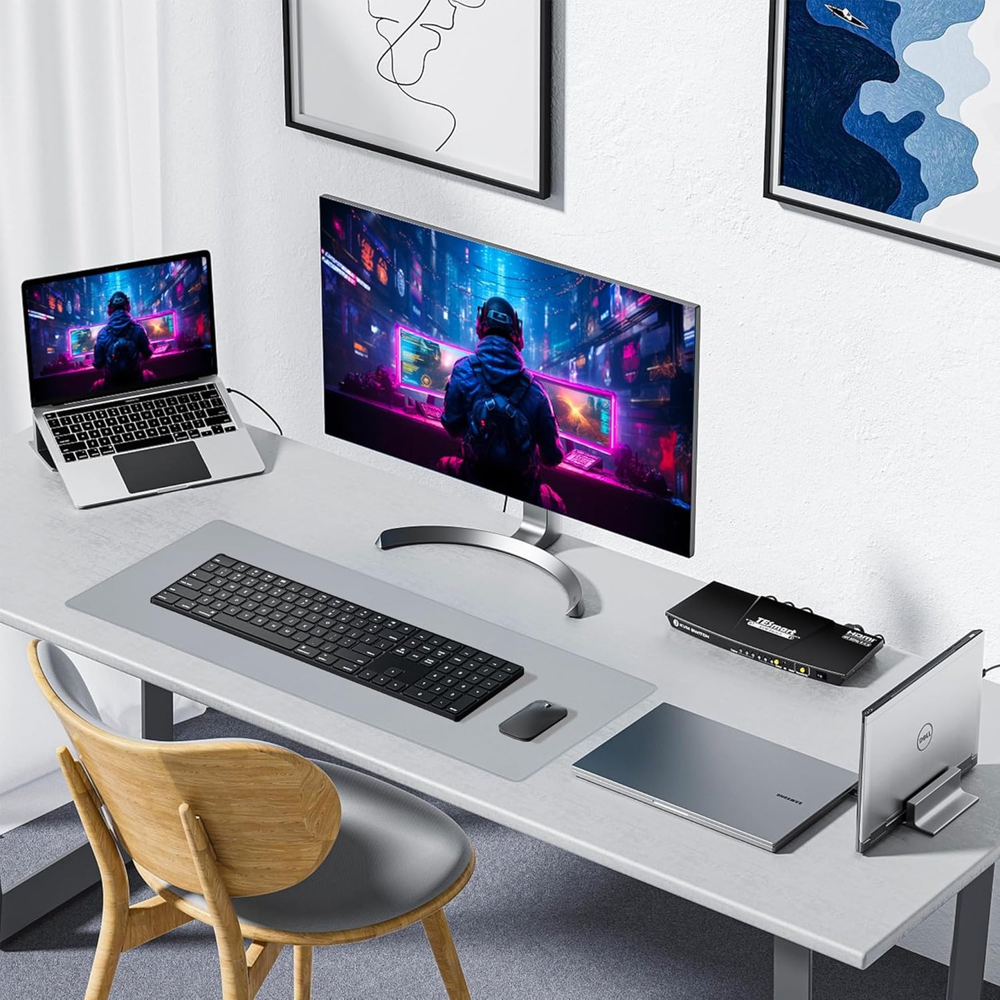 Extended Waterproof Mouse Pad with Durable Stitched Edges, Non-Slip Rubber Base, Ideal for Gaming and Office Use, Gray, 3XL (35.43" x 15.74" x 0.12")