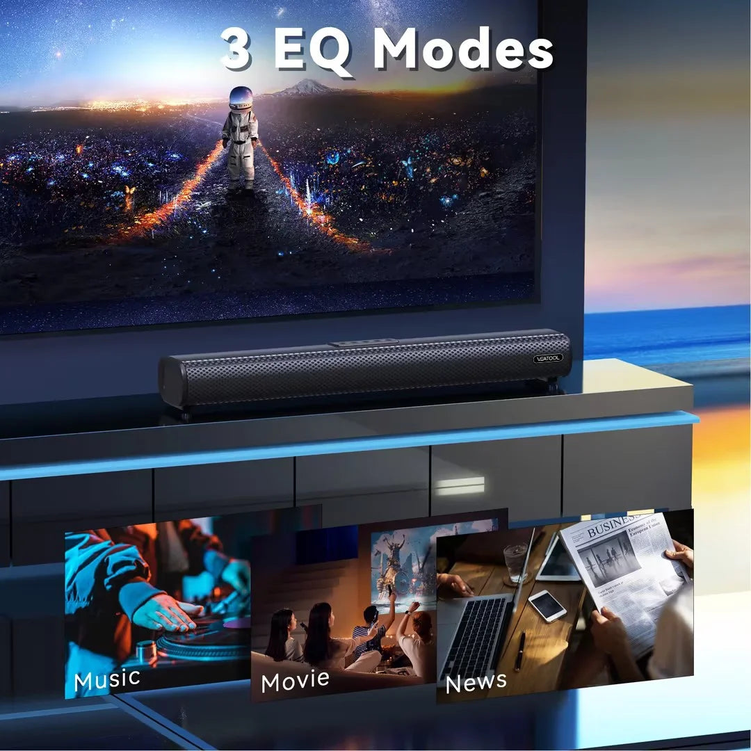S20L 2.1 Channel Sound Bar with Built-In Subwoofer, 3D Surround Sound System for TV, 50W Home Theater Audio, HDMI ARC, Bluetooth, Optical, RCA, USB & AUX, Wall Mountable