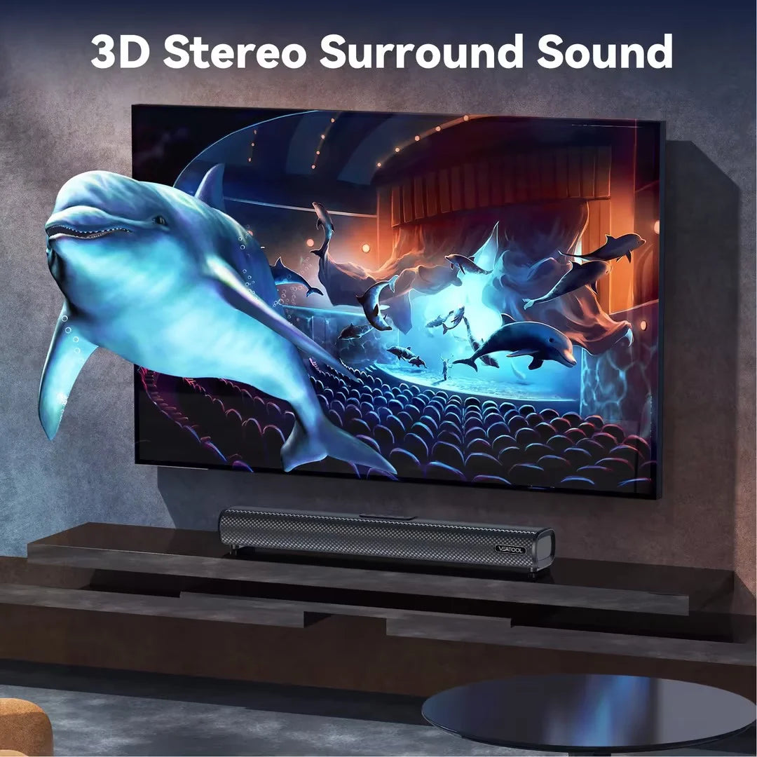 S20L 2.1 Channel Sound Bar with Built-In Subwoofer, 3D Surround Sound System for TV, 50W Home Theater Audio, HDMI ARC, Bluetooth, Optical, RCA, USB & AUX, Wall Mountable