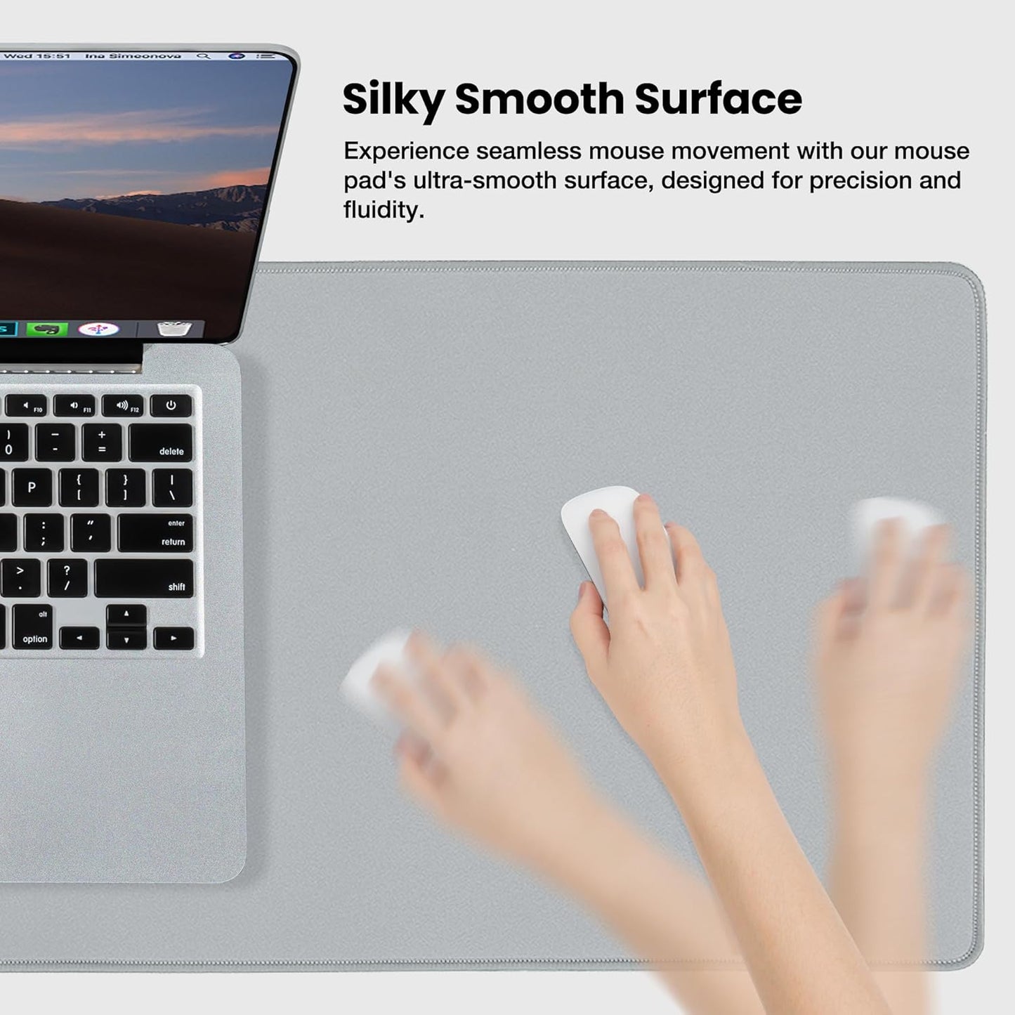 Extended Waterproof Mouse Pad with Durable Stitched Edges, Non-Slip Rubber Base, Ideal for Gaming and Office Use, Gray, 3XL (35.43" x 15.74" x 0.12")
