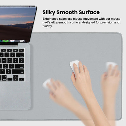 Extended Waterproof Mouse Pad with Durable Stitched Edges, Non-Slip Rubber Base, Ideal for Gaming and Office Use, Gray, 3XL (35.43" x 15.74" x 0.12")
