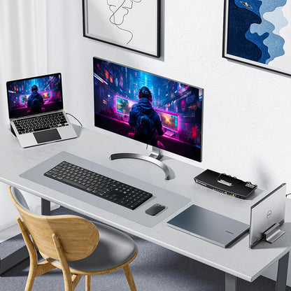 Extended Waterproof Mouse Pad with Durable Stitched Edges, Non-Slip Rubber Base, Ideal for Gaming and Office Use, Gray, 3XL (35.43" x 15.74" x 0.12")