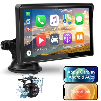 7-Inch Touchscreen Wireless Car Stereo with Apple CarPlay, Android Auto, Rear Camera, and GPS Navigation