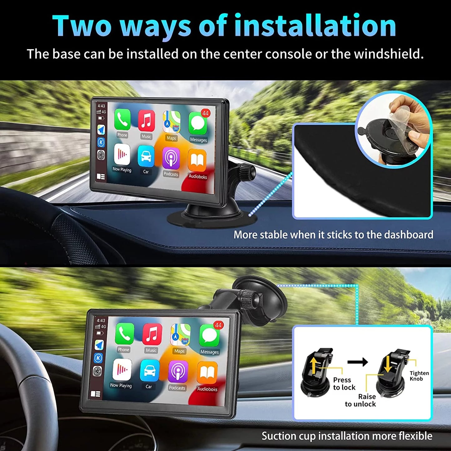 7-Inch Touchscreen Wireless Car Stereo with Apple CarPlay, Android Auto, Rear Camera, and GPS Navigation