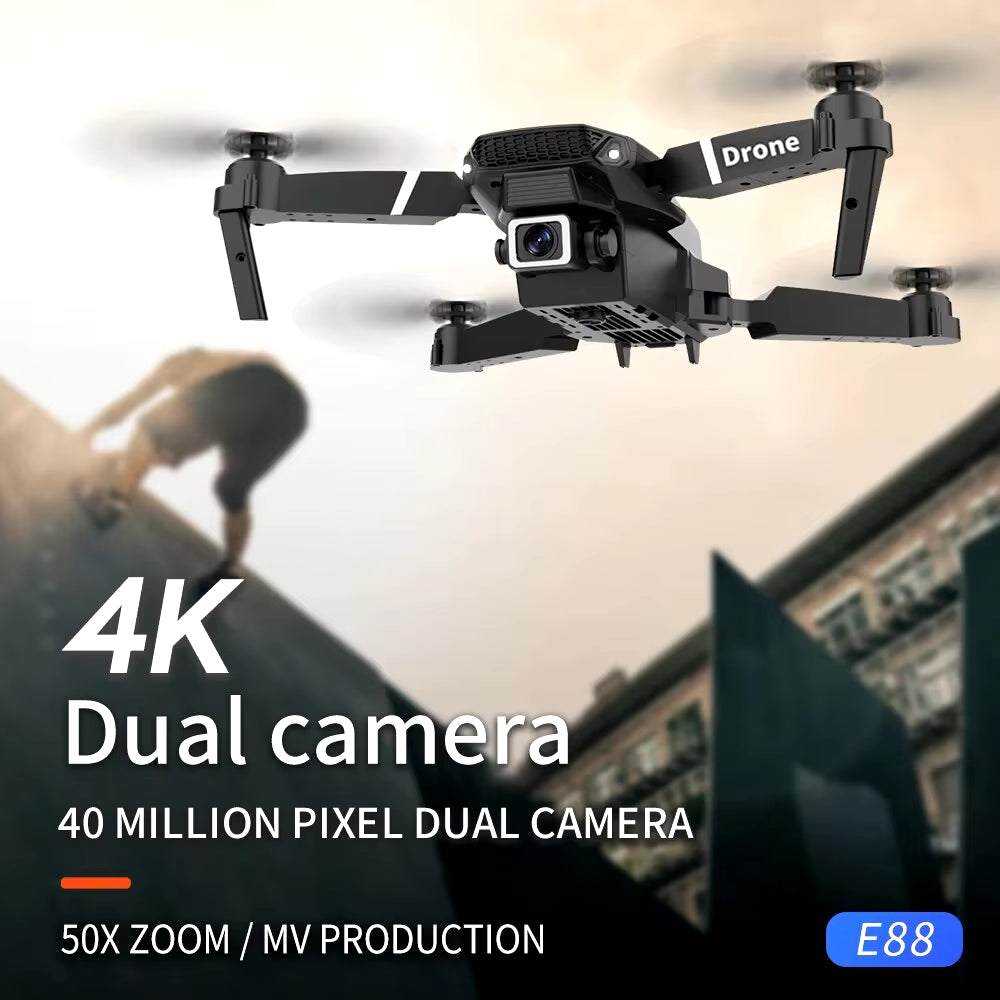 KDBFA 2024 E88 Pro WiFi FPV Drone with Wide Angle HD 4K/1080P Camera, Height Hold, Foldable Quadcopter - Ideal Gift for Enthusiasts