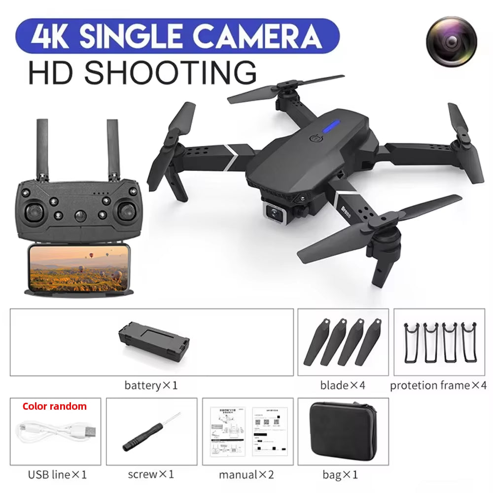 KDBFA 2024 E88 Pro WiFi FPV Drone with Wide Angle HD 4K/1080P Camera, Height Hold, Foldable Quadcopter - Ideal Gift for Enthusiasts