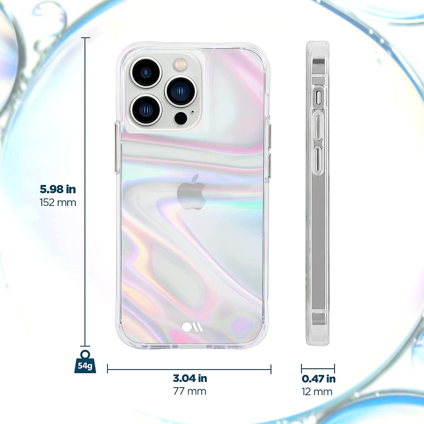 Iridescent Swirl Luxury iPhone 13 Pro Case - 10Ft Drop Protection, Wireless Charging Compatible, Anti-Scratch, Shock Absorbing, 6.1