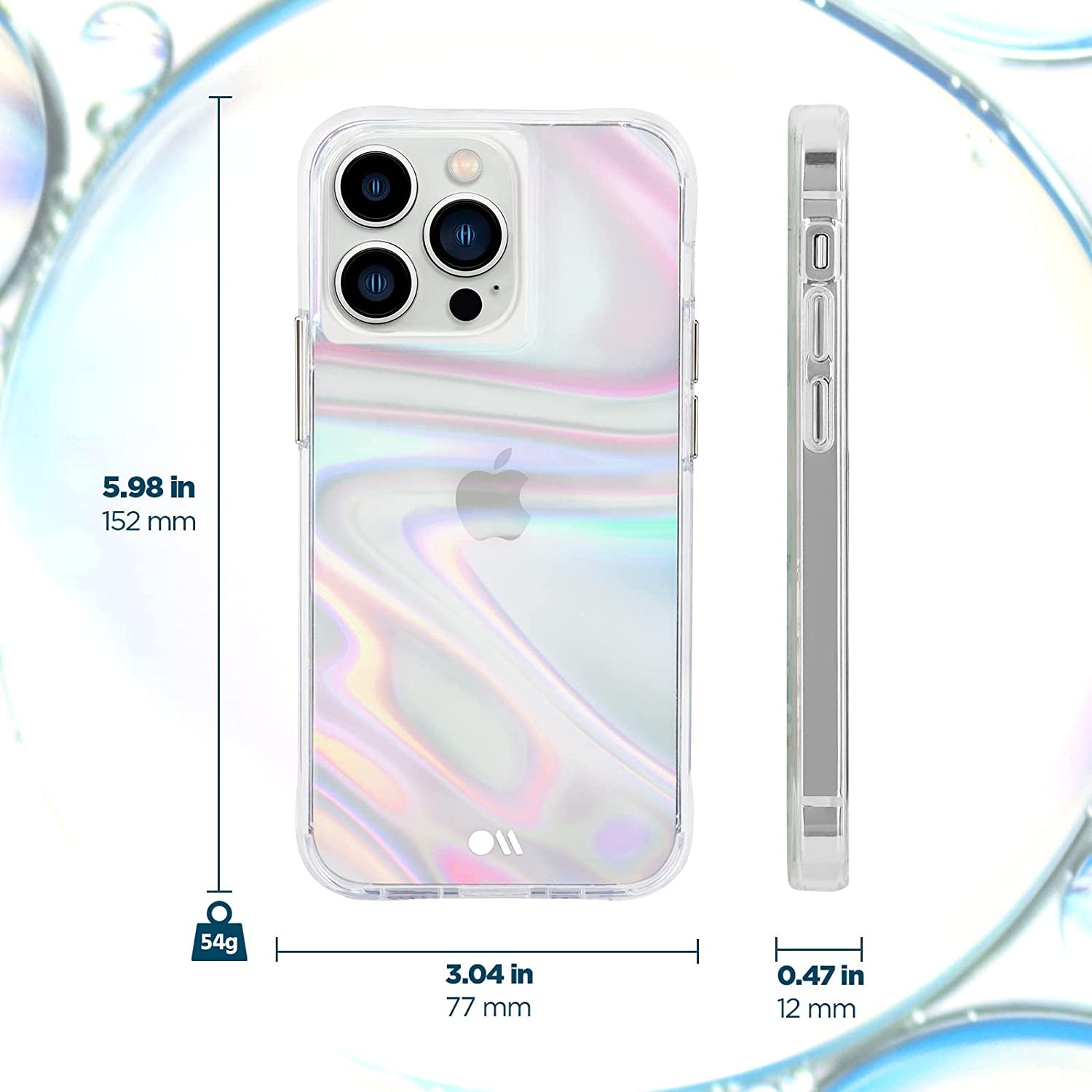 Iridescent Swirl Luxury iPhone 13 Pro Case - 10Ft Drop Protection, Wireless Charging Compatible, Anti-Scratch, Shock Absorbing, 6.1