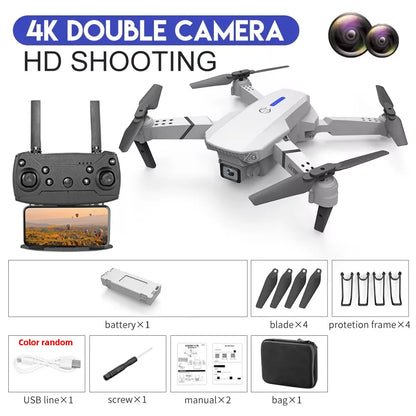 KDBFA 2024 E88 Pro WiFi FPV Drone with Wide Angle HD 4K/1080P Camera, Height Hold, Foldable Quadcopter - Ideal Gift for Enthusiasts
