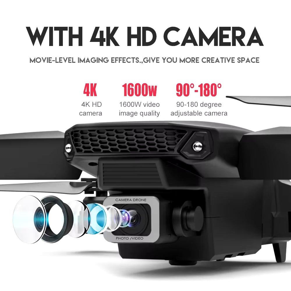 KDBFA 2024 E88 Pro WiFi FPV Drone with Wide Angle HD 4K/1080P Camera, Height Hold, Foldable Quadcopter - Ideal Gift for Enthusiasts