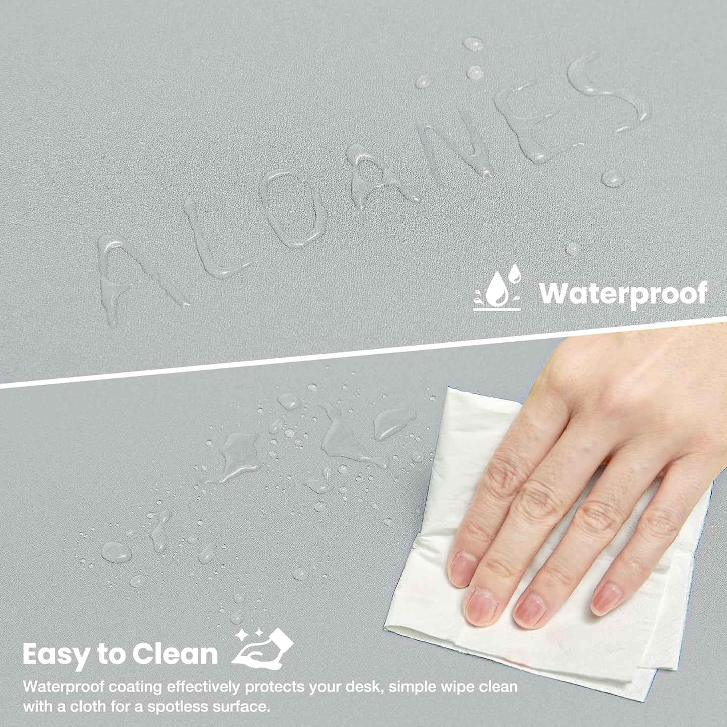 Extended Waterproof Mouse Pad with Durable Stitched Edges, Non-Slip Rubber Base, Ideal for Gaming and Office Use, Gray, 3XL (35.43" x 15.74" x 0.12")