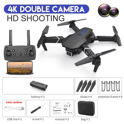 KDBFA 2024 E88 Pro WiFi FPV Drone with Wide Angle HD 4K/1080P Camera, Height Hold, Foldable Quadcopter - Ideal Gift for Enthusiasts