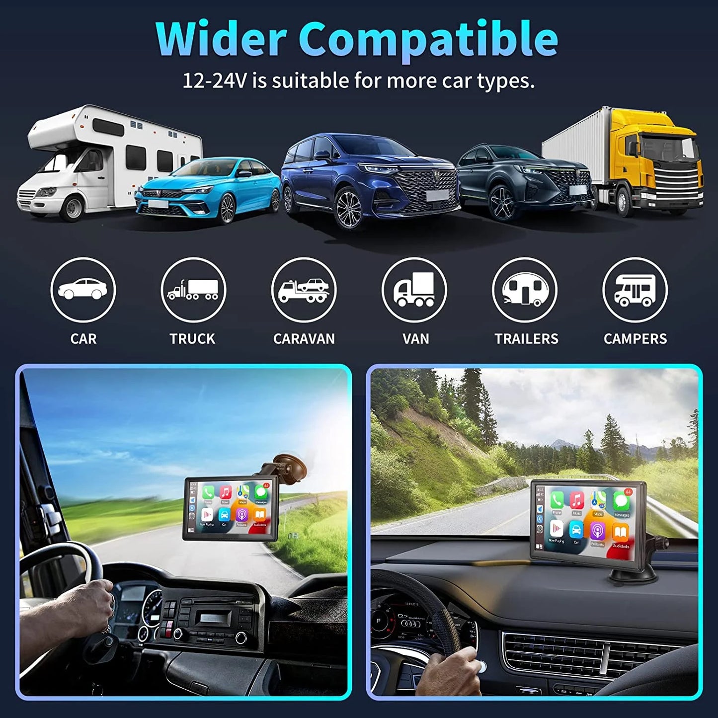 7-Inch Touchscreen Wireless Car Stereo with Apple CarPlay, Android Auto, Rear Camera, and GPS Navigation